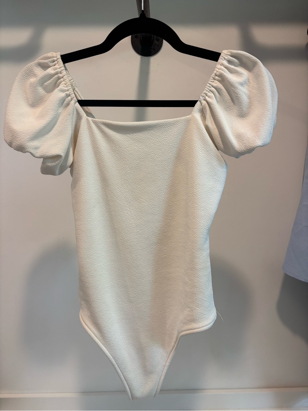 White Puff Sleeve Square Neck Bodysuit